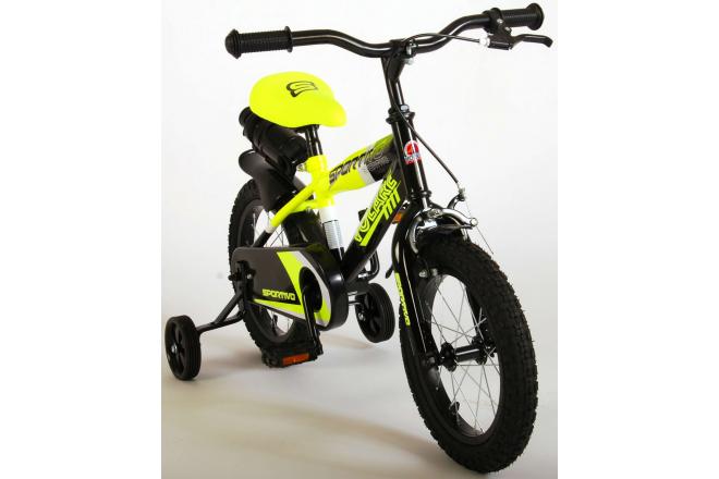 Volare Sportivo Kinderfiets - Jongens - 14 inch - Neon Geel Zwart - 95% afgemonteerd