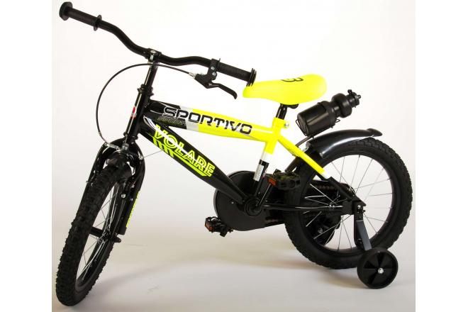 Volare Sportivo Kinderfiets - Jongens - 16 inch - Neon Geel Zwart - 95% afgemonteerd