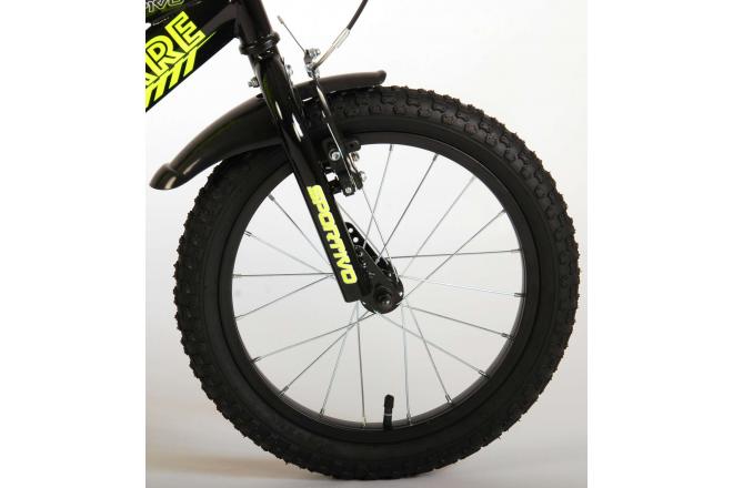 Volare Sportivo Kinderfiets - Jongens - 16 inch - Neon Geel Zwart - 95% afgemonteerd