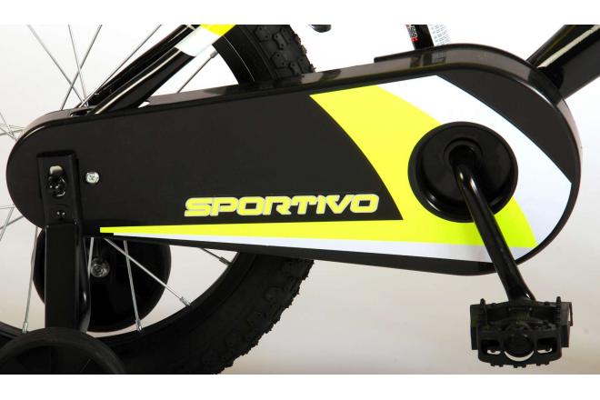 Volare Sportivo Kinderfiets - Jongens - 16 inch - Neon Geel Zwart - 95% afgemonteerd