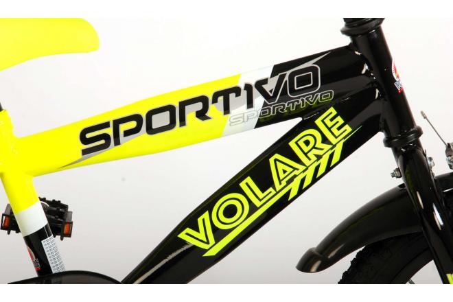 Volare Sportivo Kinderfiets - Jongens - 16 inch - Neon Geel Zwart - 95% afgemonteerd