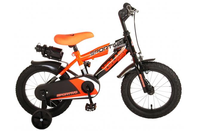 Volare Sportivo Kinderfiets - Jongens - 14 inch - Neon Oranje Zwart - 95% afgemonteerd