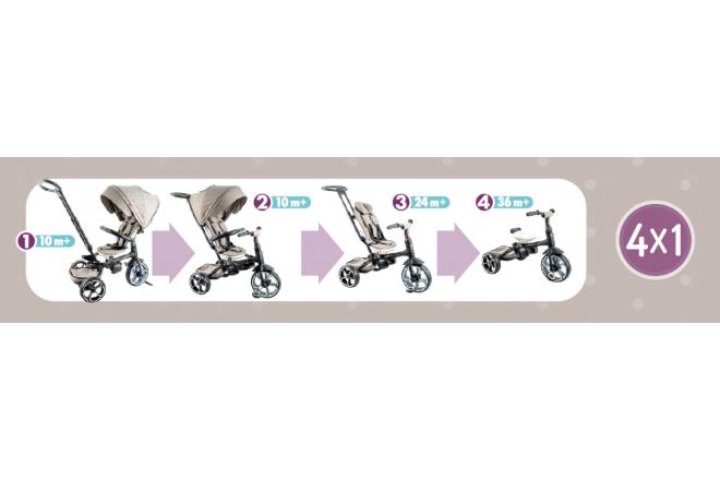 Qplay Driewieler Prime 4 in 1 - Jongens en Meisjes - Grijs