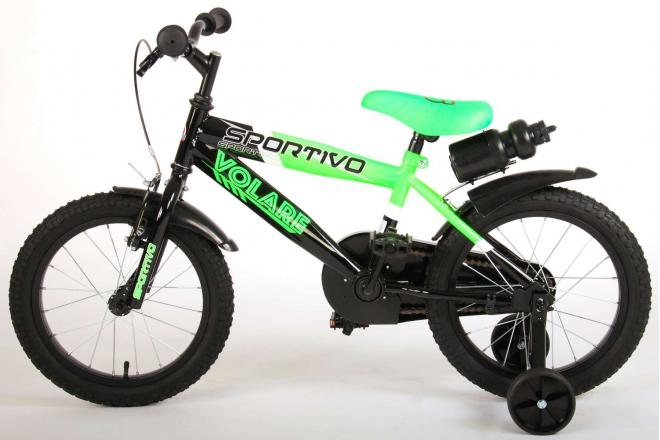 Volare Sportivo Kinderfiets - Jongens - 16 inch - Neon Groen Zwart - 95% afgemonteerd