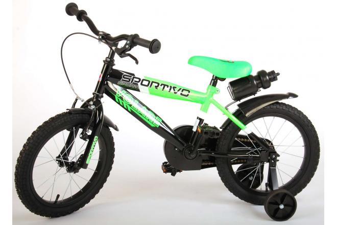 Volare Sportivo Kinderfiets - Jongens - 16 inch - Neon Groen Zwart - 95% afgemonteerd