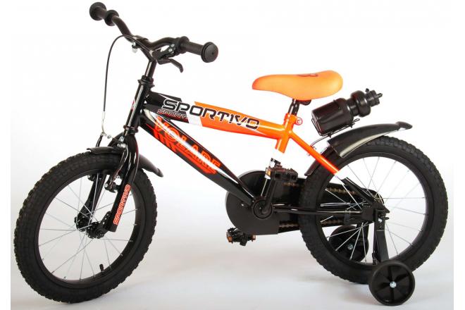 Volare Sportivo Kinderfiets - Jongens - 16 inch - Neon Oranje Zwart - 95% afgemonteerd