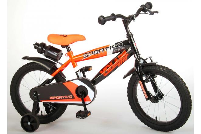 Volare Sportivo Kinderfiets - Jongens - 16 inch - Neon Oranje Zwart - 95% afgemonteerd