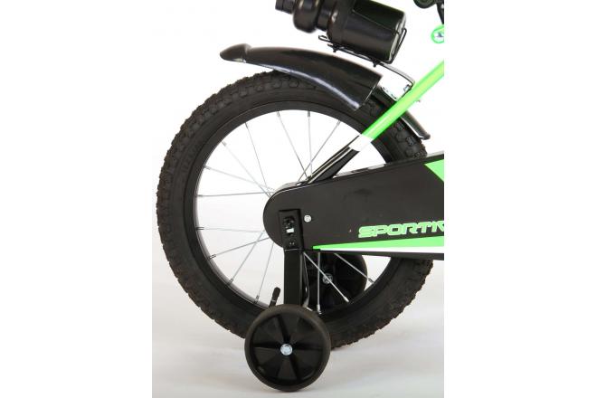 Volare Sportivo Kinderfiets - Jongens - 16 inch - Neon Groen Zwart - 95% afgemonteerd