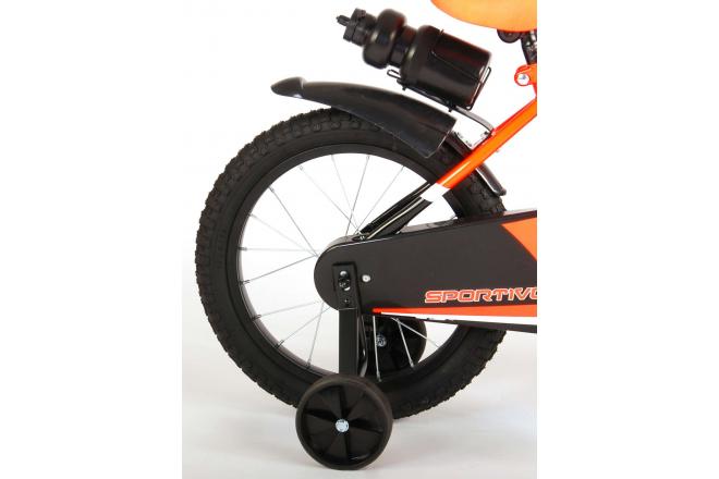 Volare Sportivo Kinderfiets - Jongens - 16 inch - Neon Oranje Zwart - 95% afgemonteerd