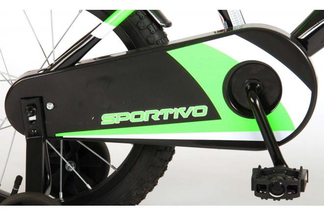 Volare Sportivo Kinderfiets - Jongens - 16 inch - Neon Groen Zwart - 95% afgemonteerd