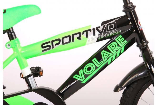 Volare Sportivo Kinderfiets - Jongens - 16 inch - Neon Groen Zwart - 95% afgemonteerd