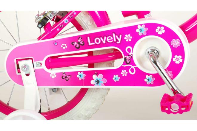 Volare Lovely Kinderfiets - Meisjes - 14 inch - Roze Wit - Twee Handremmen - 95% afgemonteerd