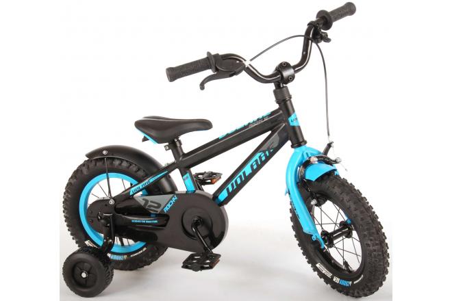 Volare Rocky Kinderfiets - Jongens - 12 inch - Zwart/Blauw - 95% afgemonteerd - Prime Collection
