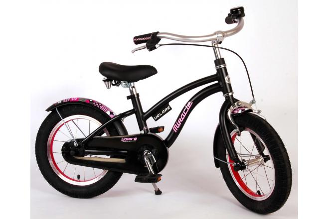 Volare Miracle Kinderfiets - Meisjes - 14 inch - Mat Zwart - Prime Collection