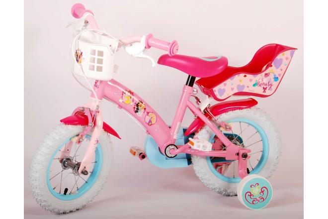 Disney Princess Kinderfiets - Meisjes - 12 inch - Roze - Poppenzitje - Twee Handremmen