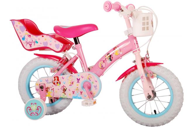 Disney Princess Kinderfiets - Meisjes - 12 inch - Roze - Poppenzitje - Twee Handremmen