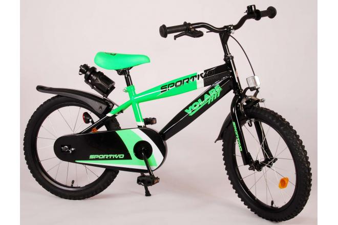 Volare Sportivo Kinderfiets - Jongens - 14 inch - Neon Groen Zwart - 95% afgemonteerd