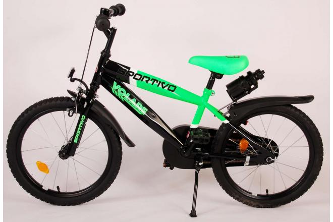 Volare Sportivo Kinderfiets - Jongens - 14 inch - Neon Groen Zwart - 95% afgemonteerd