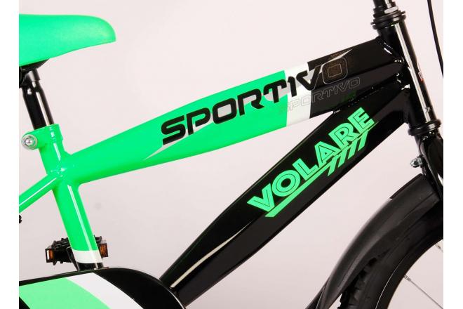 Volare Sportivo Kinderfiets - Jongens - 14 inch - Neon Groen Zwart - 95% afgemonteerd
