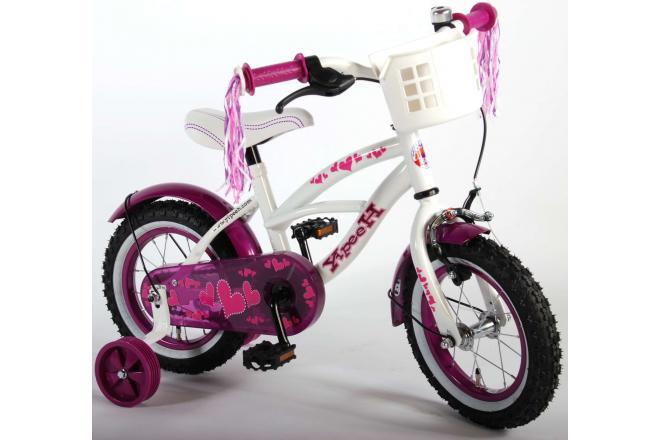 Volare Heart Cruiser Kinderfiets - Meisjes - 12 inch - Wit Paars