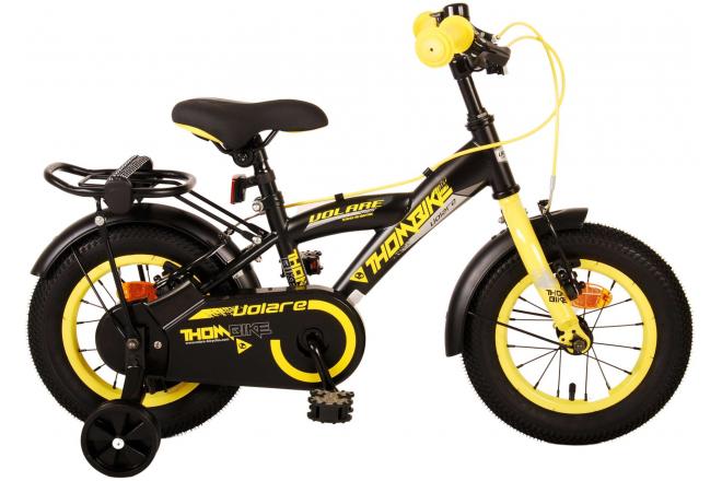 Volare Thombike Kinderfiets - Jongens - 12 inch - Zwart Geel - Twee Handremmen