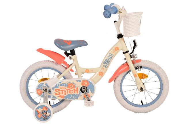 Stitch Stitch Kinderfiets Meisjes 14 inch Crème Koraal Blauw