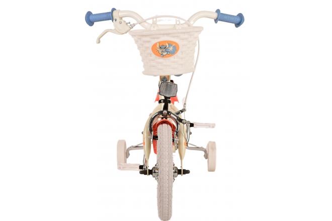 Disney Stitch Kinderfiets - Meisjes - 12 inch - Crème Koraal Blauw