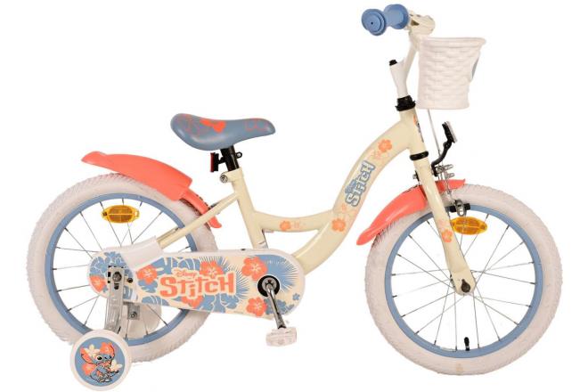 Stitch Stitch Kinderfiets Meisjes 16 inch Crème Koraal Blauw