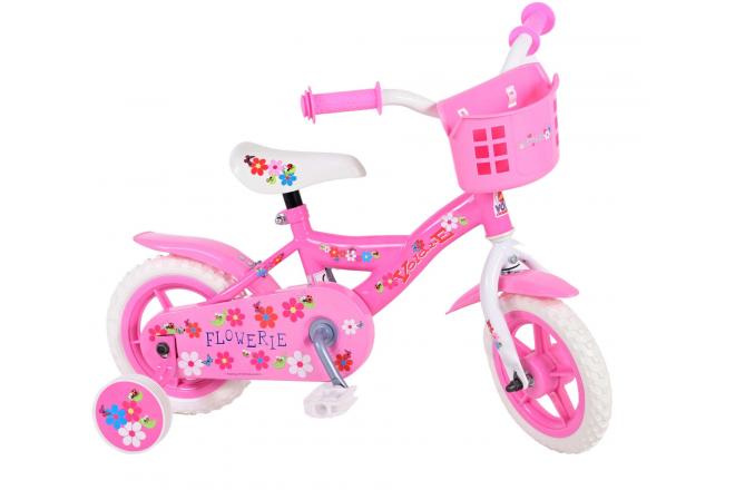 Volare Flowerie Kinderfiets - Meisjes - 10 inch - Roze/Wit