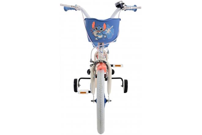 Disney Stitch Kinderfiets - Meisjes - 16 inch - Creme Koraal Blauw - Twee handremmen