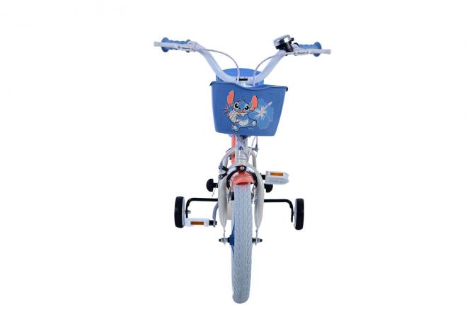 Disney Stitch Kinderfiets - Meisjes - 14 inch - Creme Koraal Blauw - Twee handremmen