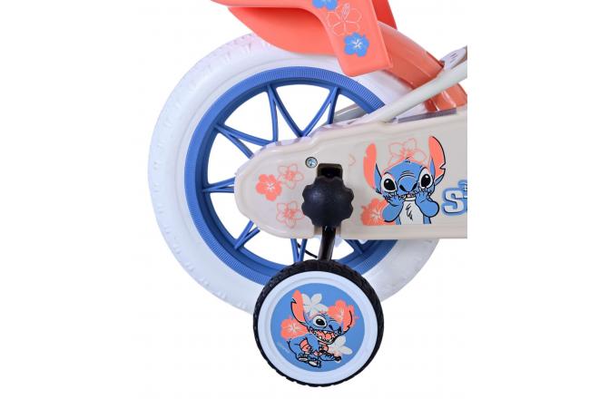 Disney Stitch Kinderfiets - Meisjes - 12 inch - Creme - Koraal - Blauw