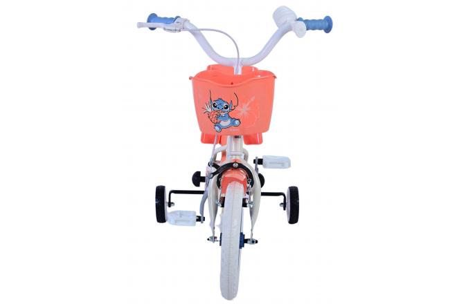 Disney Stitch Kinderfiets - Meisjes - 12 inch - Creme - Koraal - Blauw