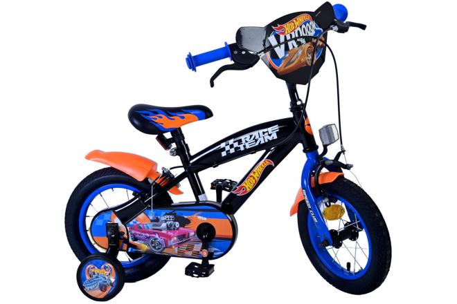 Hot Wheels Kinderfiets - Jongens - 12 inch - Zwart Oranje Blauw - Twee handremmen