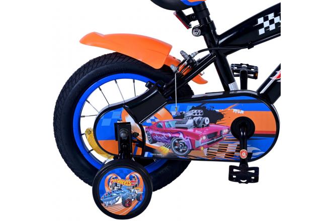 Hot Wheels Kinderfiets - Jongens - 12 inch - Zwart Oranje Blauw - Twee handremmen