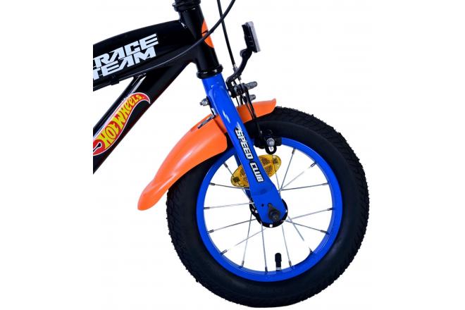 Hot Wheels Kinderfiets - Jongens - 12 inch - Zwart Oranje Blauw - Twee handremmen