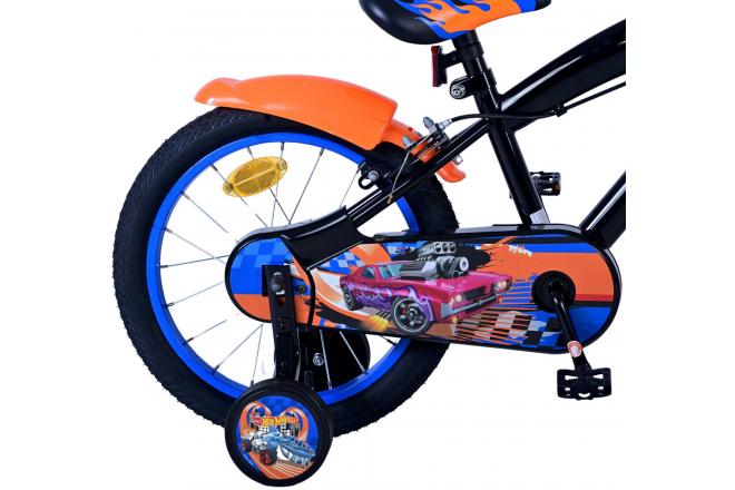 Hot Wheels Kinderfiets - Jongens - 16 inch - Zwart Oranje Blauw - Twee handremmen