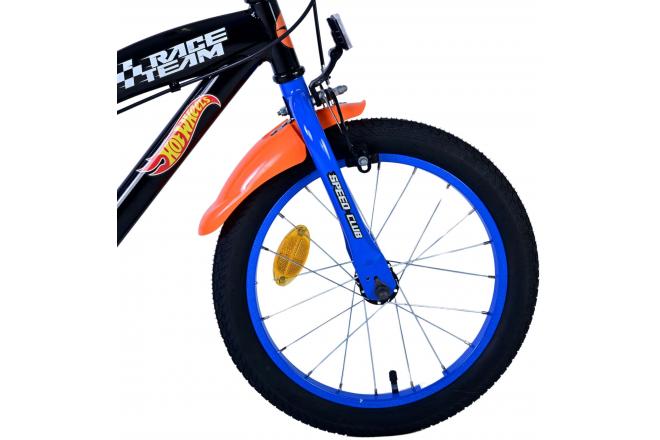 Hot Wheels Kinderfiets - Jongens - 16 inch - Zwart Oranje Blauw - Twee handremmen