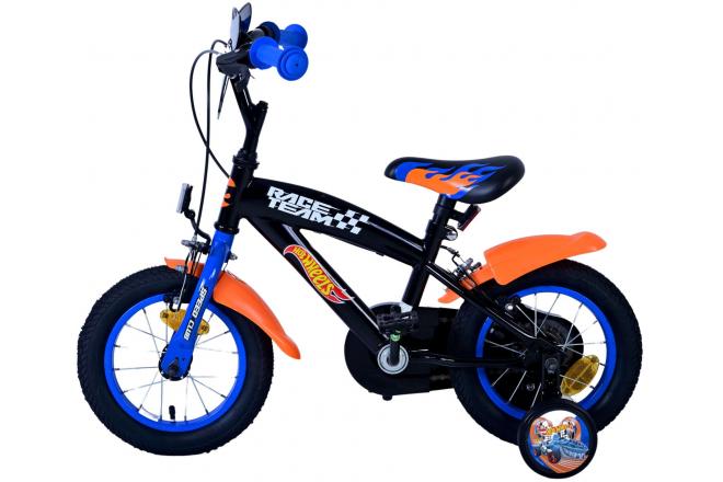 Hot Wheels Kinderfiets - Jongens - 12 inch - Zwart Oranje Blauw - Twee handremmen