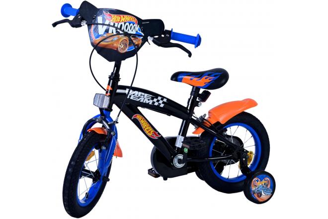 Hot Wheels Kinderfiets - Jongens - 12 inch - Zwart Oranje Blauw - Twee handremmen