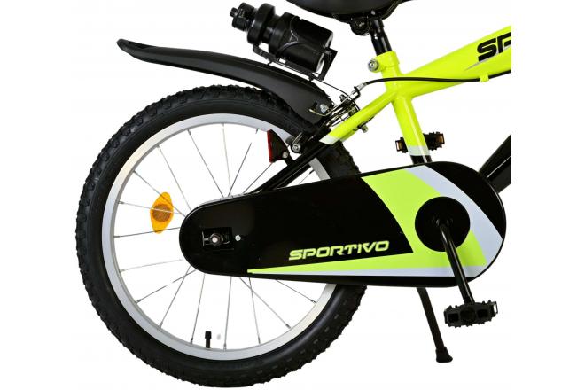 Volare Sportivo Kinderfiets - Jongens - 18 inch - Neon Geel Zwart - Twee Handremmen