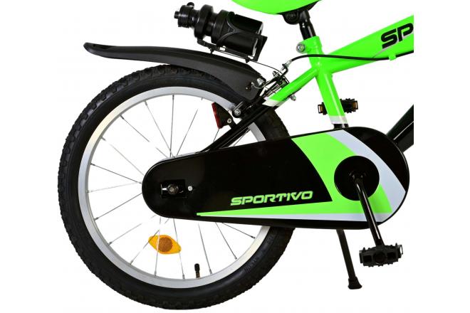 Volare Sportivo Kinderfiets - Jongens - 18 inch - Neon Groen Zwart - Twee Handremmen
