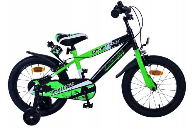 Volare Sportivo Kinderfiets – Jongens – 16 inch – Groen Zwart – Twee Handremmen