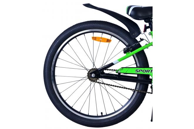 Volare Sportivo Kinderfiets - Jongens - 24 inch - Zwart Groen - Twee Handremmen