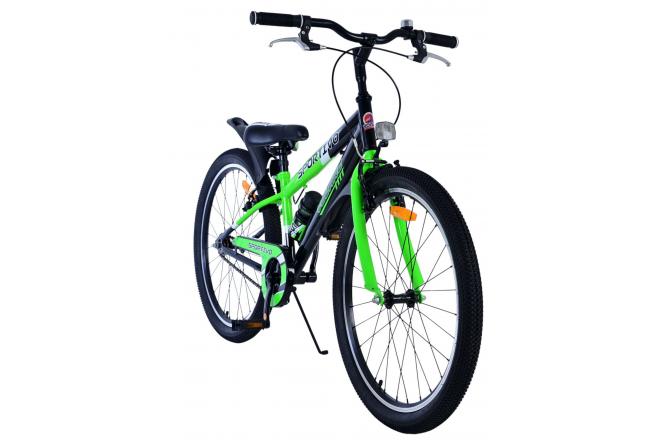 Volare Sportivo Kinderfiets - Jongens - 24 inch - Zwart Groen - Twee Handremmen