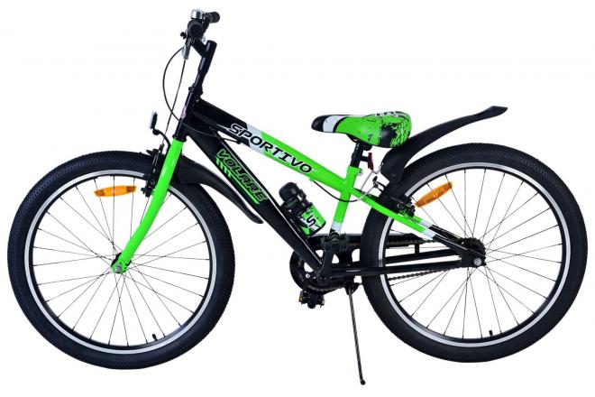 Volare Sportivo Kinderfiets - Jongens - 24 inch - Zwart Groen - Twee Handremmen