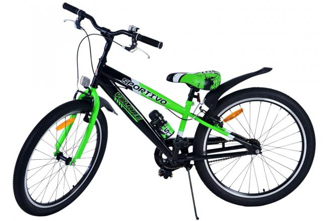 Volare Sportivo Kinderfiets - Jongens - 24 inch - Zwart Groen - Twee Handremmen
