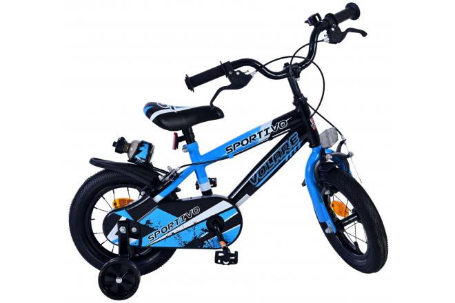 Volare Sportivo Kinderfiets - Jongens - 12 inch - Blauw Zwart - Twee Handremmen