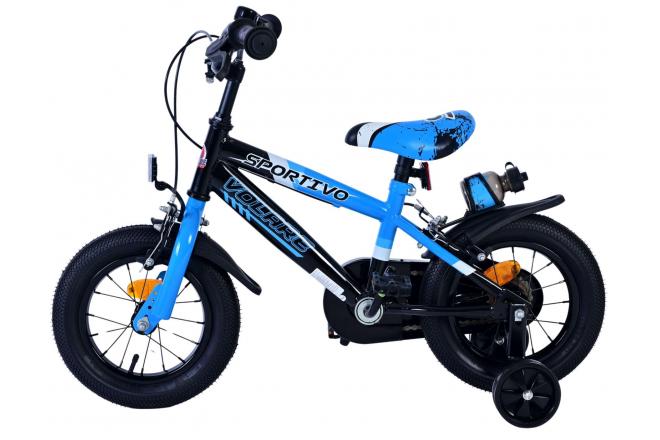 Volare Sportivo Kinderfiets - Jongens - 12 inch - Blauw Zwart - Twee Handremmen