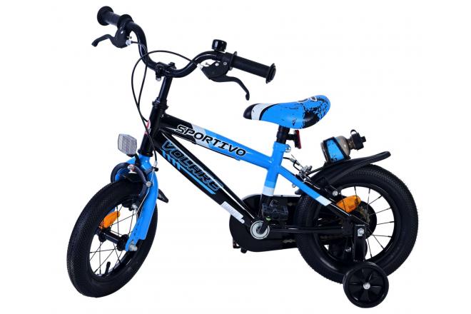 Volare Sportivo Kinderfiets - Jongens - 12 inch - Blauw Zwart - Twee Handremmen